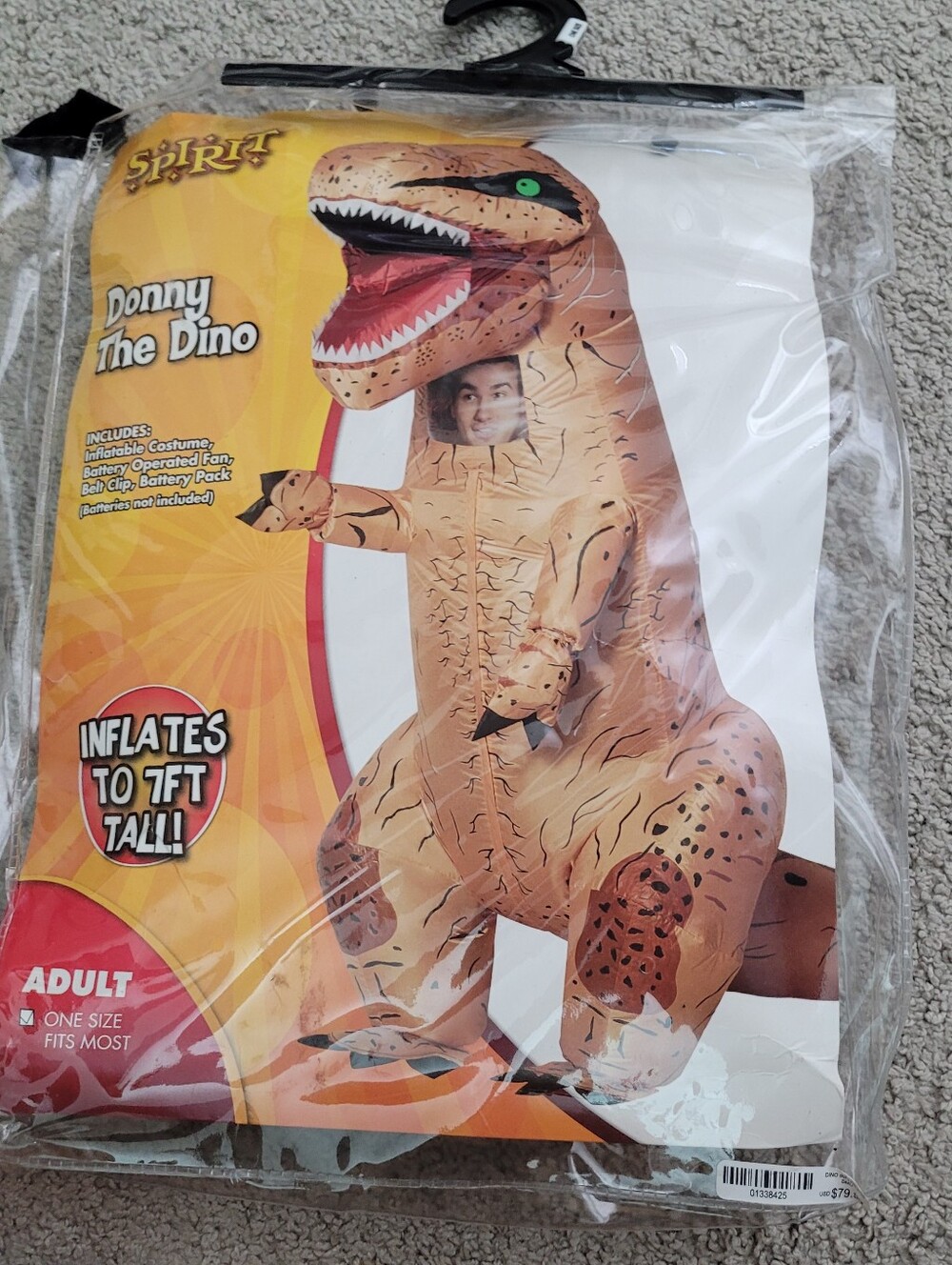 Spirit Halloween adult-sized Donny the Dino inflatable T-Rex